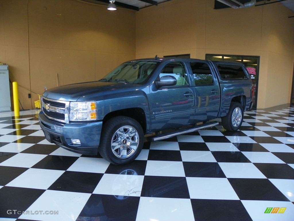 2009 Silverado 1500 LTZ Crew Cab - Blue Granite Metallic / Light Titanium photo #3