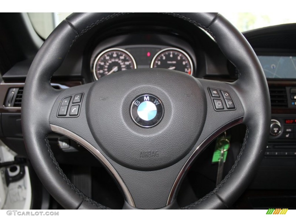 2012 BMW 3 Series 328i Convertible Coral Red/Black Steering Wheel Photo #82503095