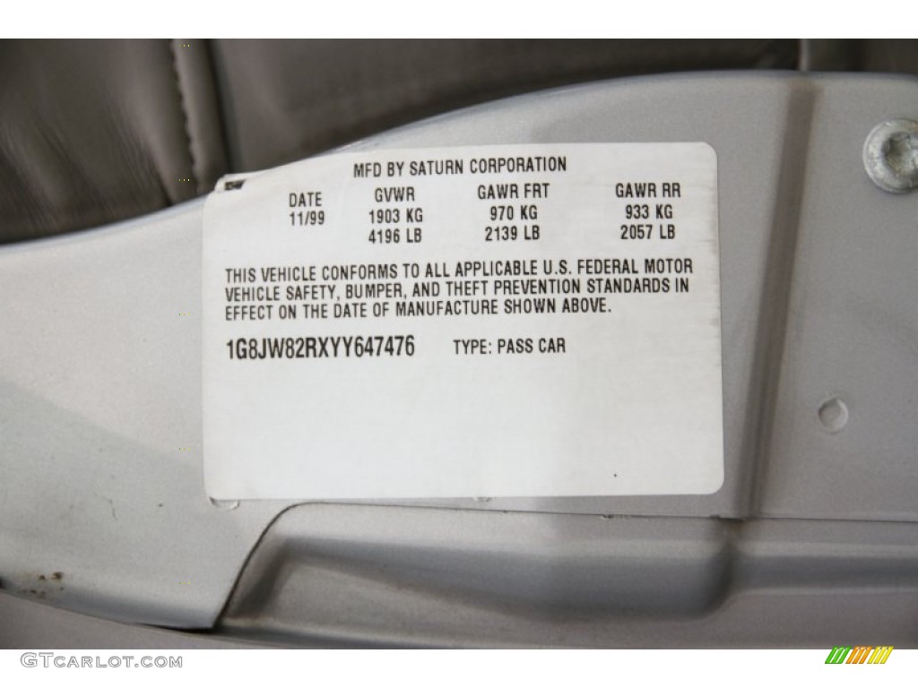 2000 Saturn L Series LW2 Wagon Info Tag Photo #82505174