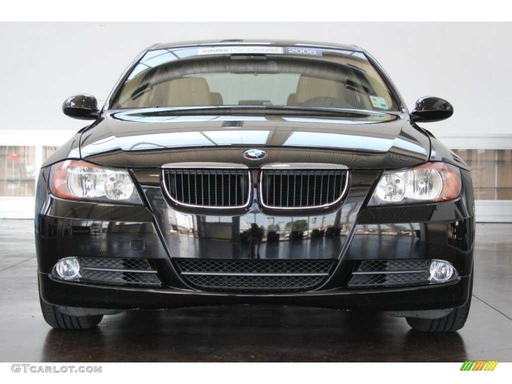 2008 3 Series 328i Sedan - Jet Black / Beige photo #8