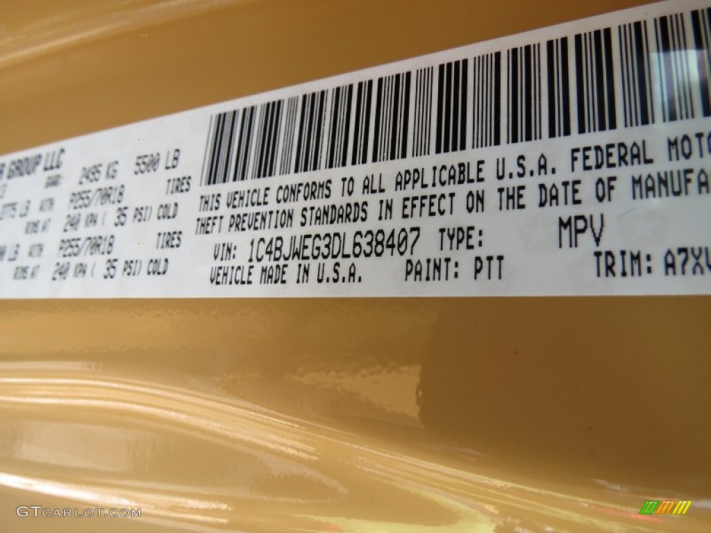 2013 Wrangler Unlimited Color Code PTT for Dune Photo #82516475