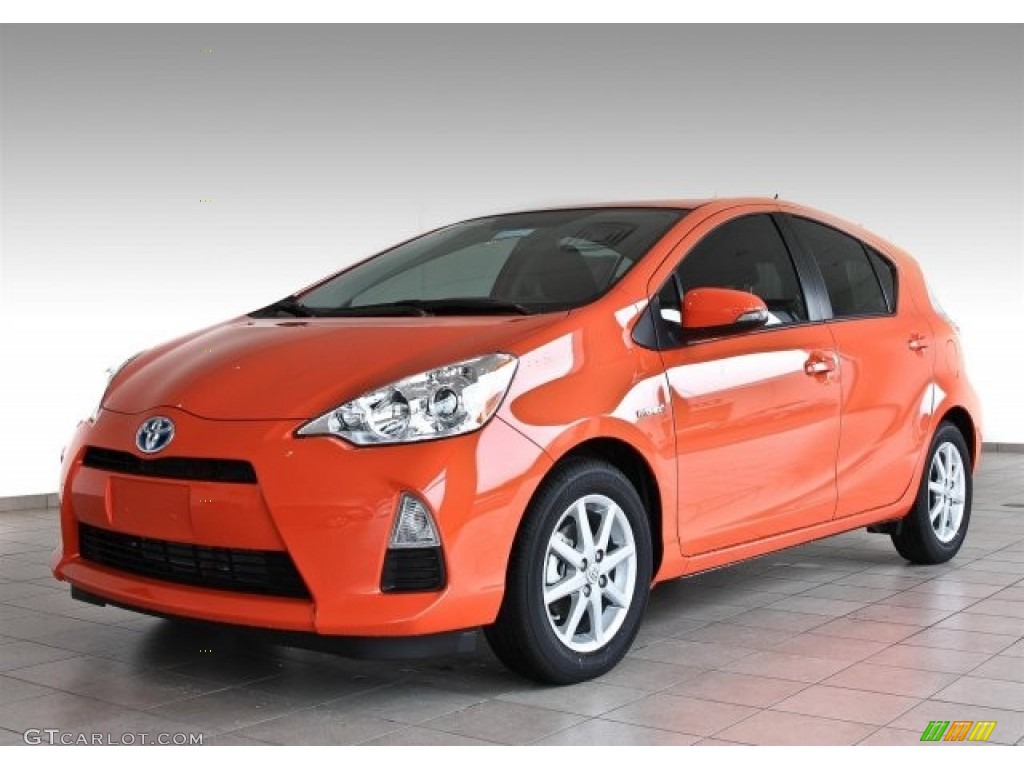 2013 Prius c Hybrid Three - Habanero / Light Blue Gray/Black photo #1