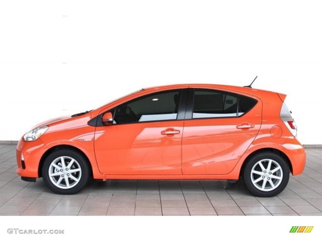 2013 Prius c Hybrid Three - Habanero / Light Blue Gray/Black photo #2