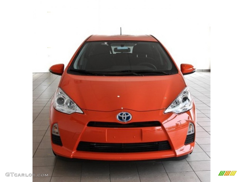 2013 Prius c Hybrid Three - Habanero / Light Blue Gray/Black photo #3
