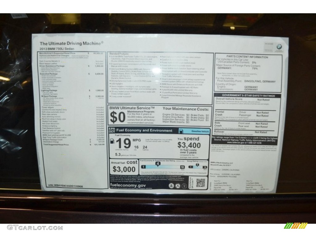 2013 7 Series 750Li Sedan - Dark Graphite Metallic II / Black photo #5