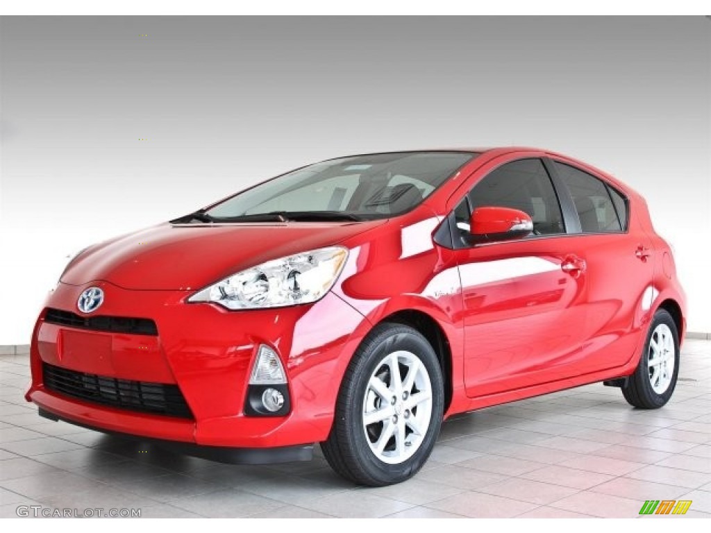 2013 Prius c Hybrid Four - Absolutely Red / Light Blue Gray photo #1