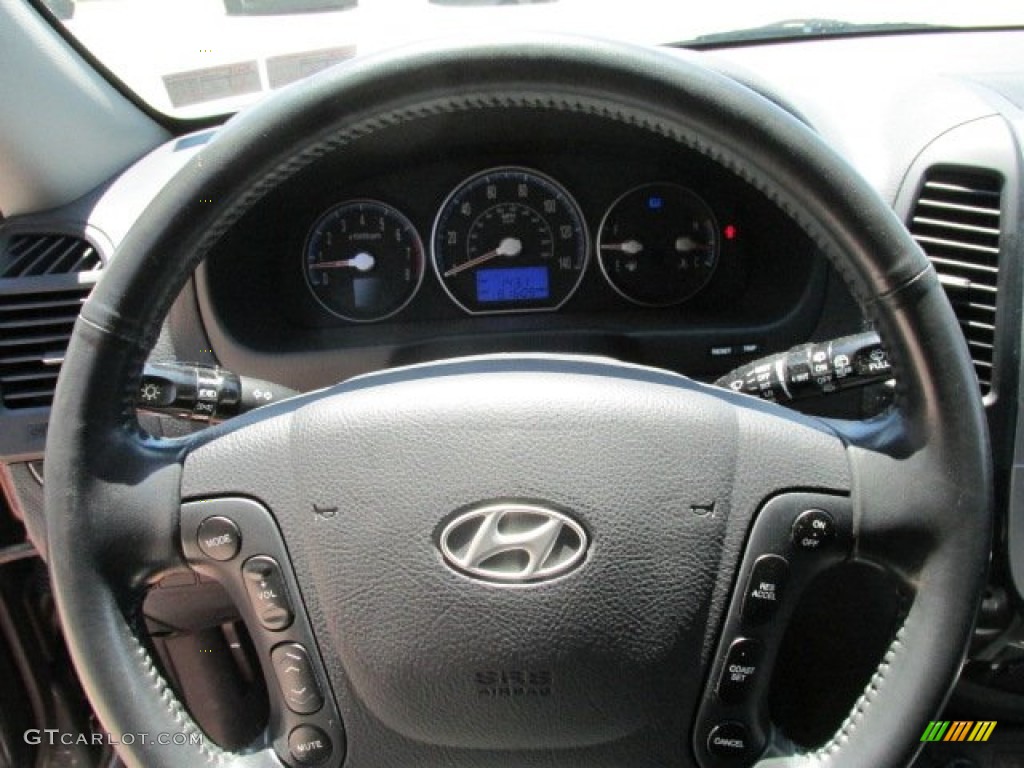 2008 Hyundai Santa Fe Limited Black Steering Wheel Photo #82531852