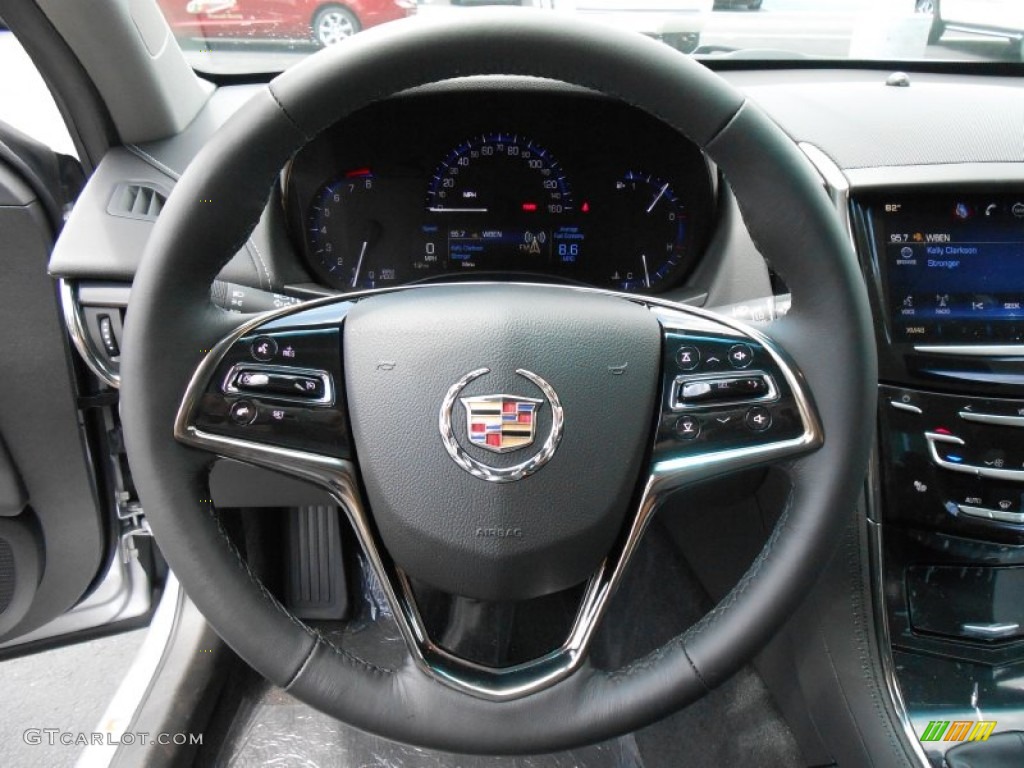 2013 Cadillac ATS 2.0L Turbo Jet Black/Jet Black Accents Steering Wheel Photo #82538149