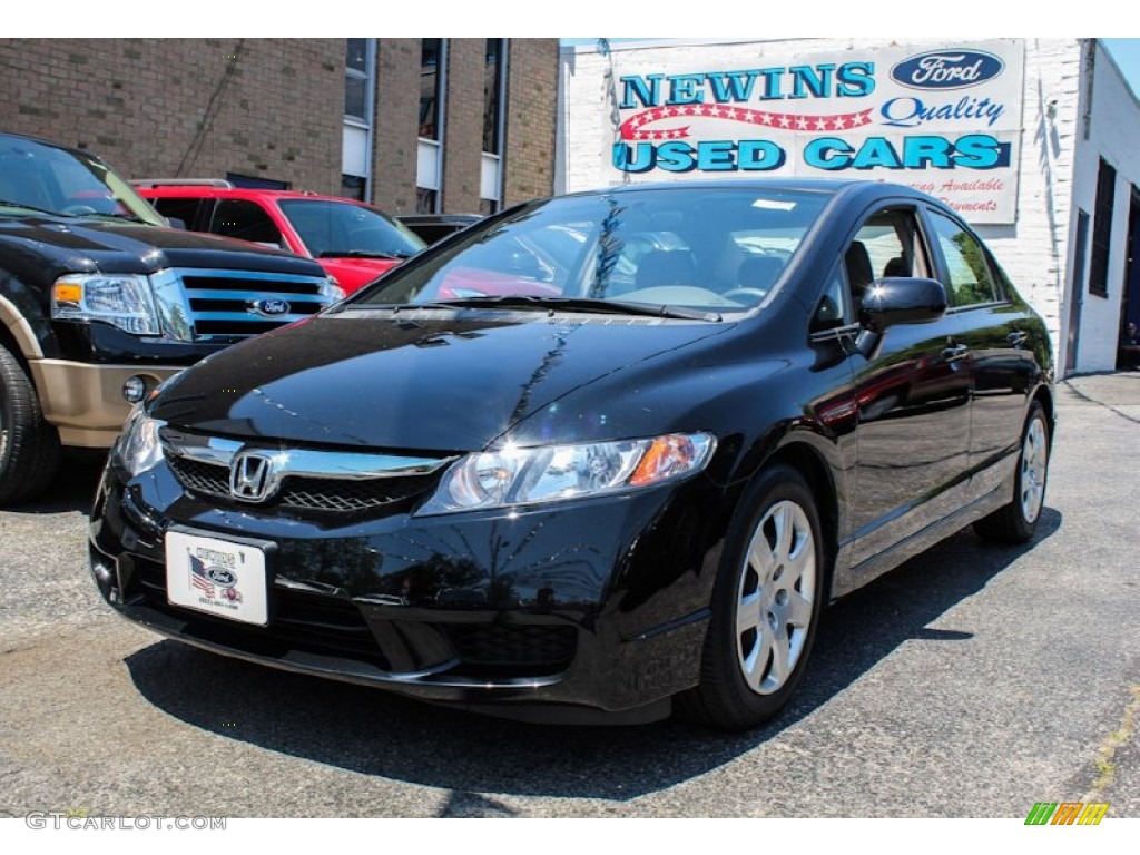 2010 Civic LX Sedan - Crystal Black Pearl / Gray photo #1