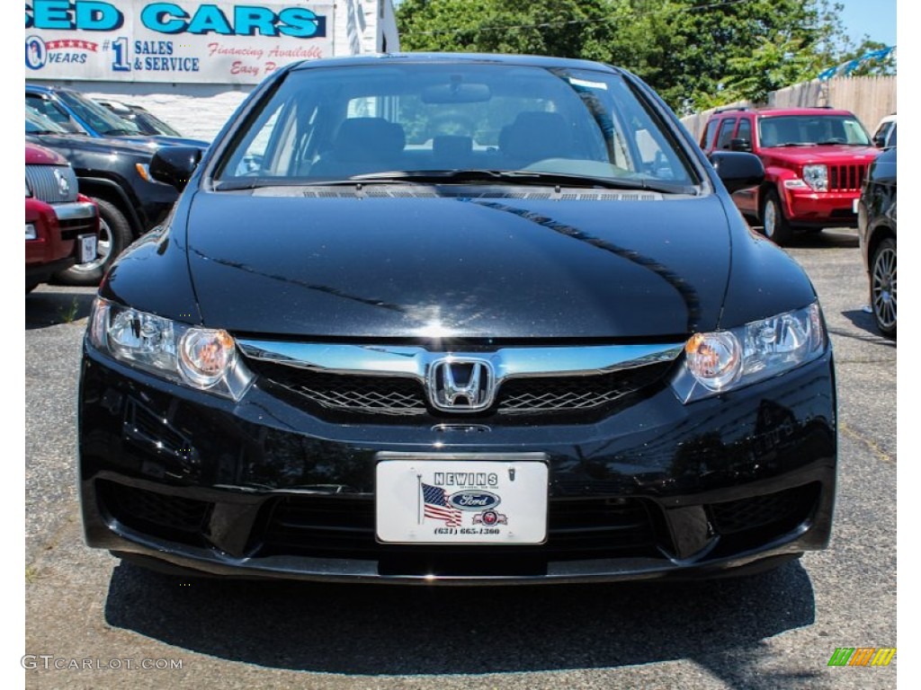2010 Civic LX Sedan - Crystal Black Pearl / Gray photo #2