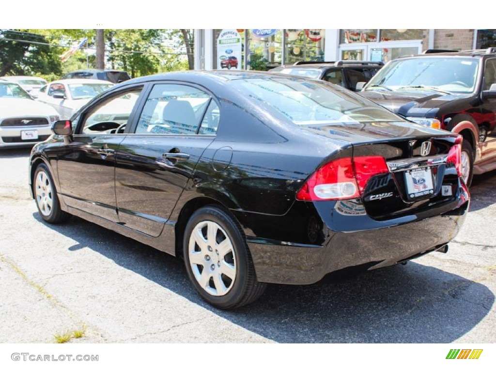 2010 Civic LX Sedan - Crystal Black Pearl / Gray photo #3
