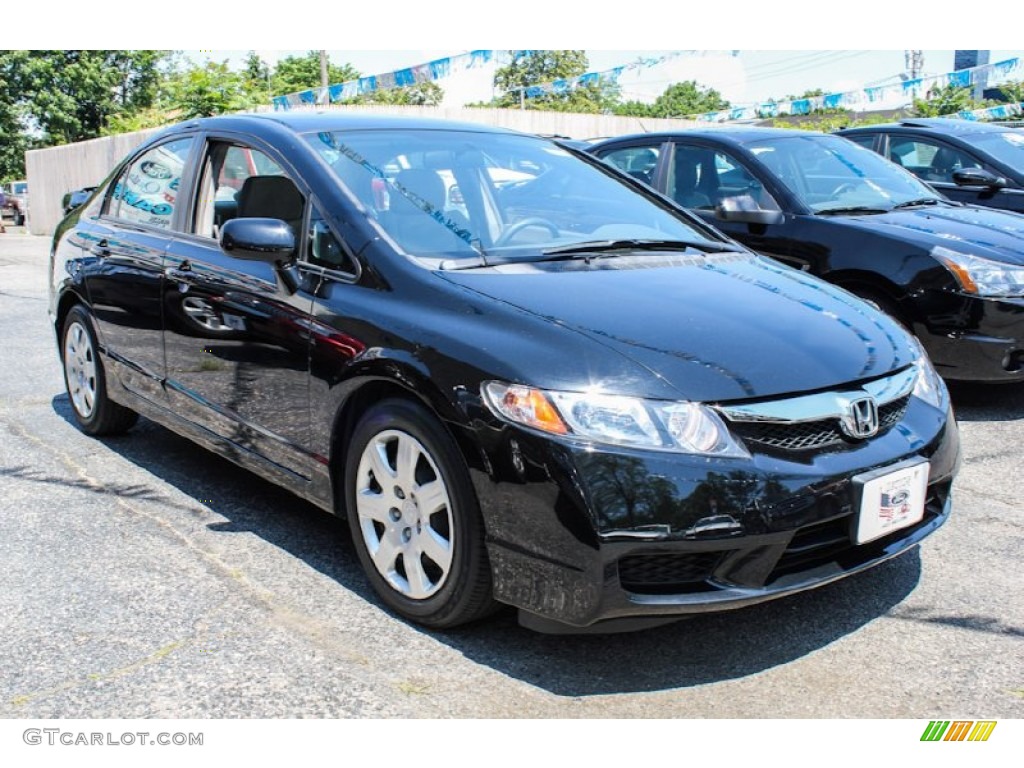 2010 Civic LX Sedan - Crystal Black Pearl / Gray photo #6
