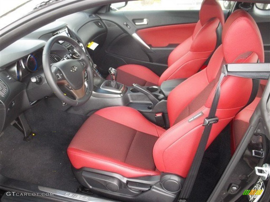 2013 Genesis Coupe 2.0T R-Spec - Black Noir Pearl / Red Leather/Red Cloth photo #4