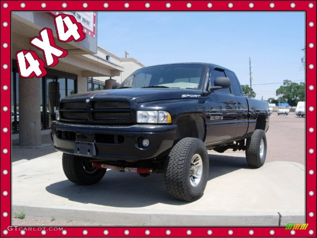 1999 Ram 2500 Sport Extended Cab 4x4 - Black / Agate photo #1