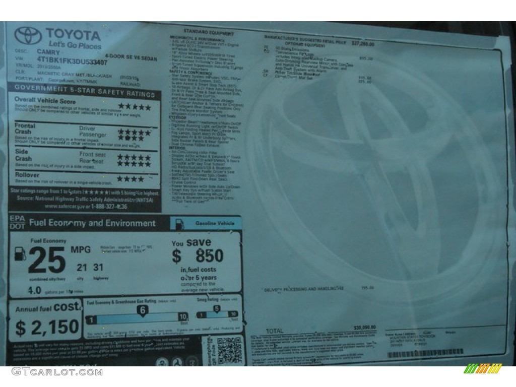 2013 Camry SE V6 - Magnetic Gray Metallic / Black/Ash photo #10