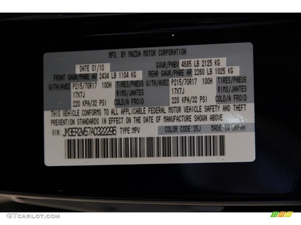 2010 Mazda CX-7 i Sport Color Code Photos