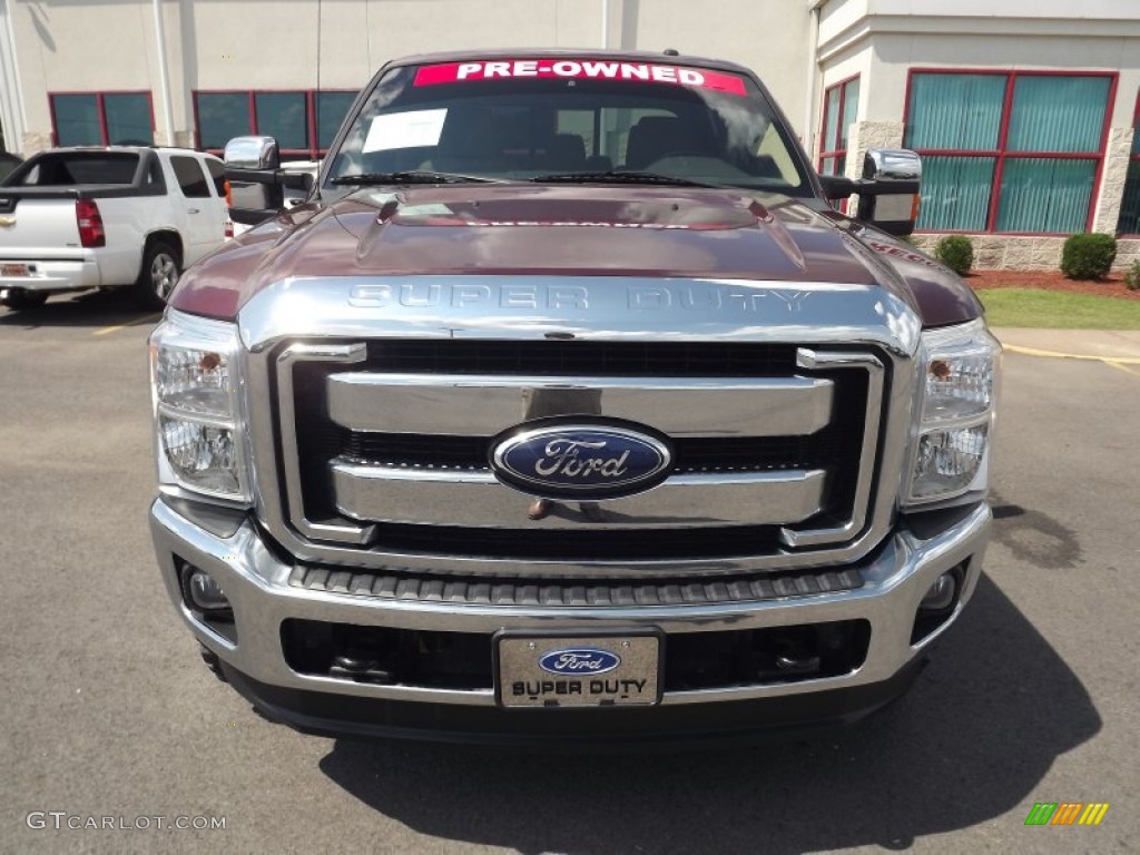 2011 F350 Super Duty Lariat Crew Cab 4x4 - Royal Red Metallic / Adobe photo #2