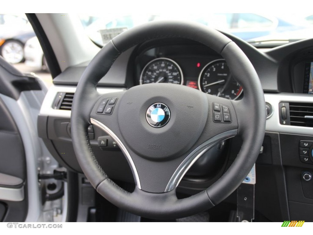 2013 BMW 3 Series 328i xDrive Coupe Black Steering Wheel Photo #82560234
