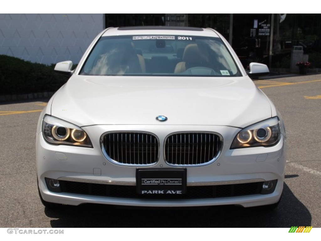 2011 7 Series 750Li xDrive Sedan - Mineral White Metallic / Saddle/Black Nappa Leather photo #2