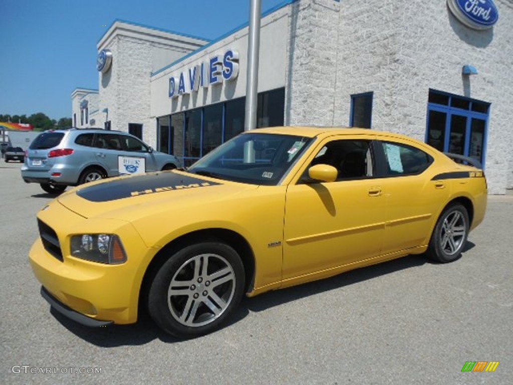 2006 Charger R/T - Top Banana Yellow / Dark Slate Gray/Light Graystone photo #1