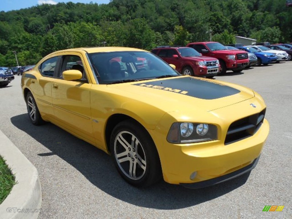 2006 Charger R/T - Top Banana Yellow / Dark Slate Gray/Light Graystone photo #5