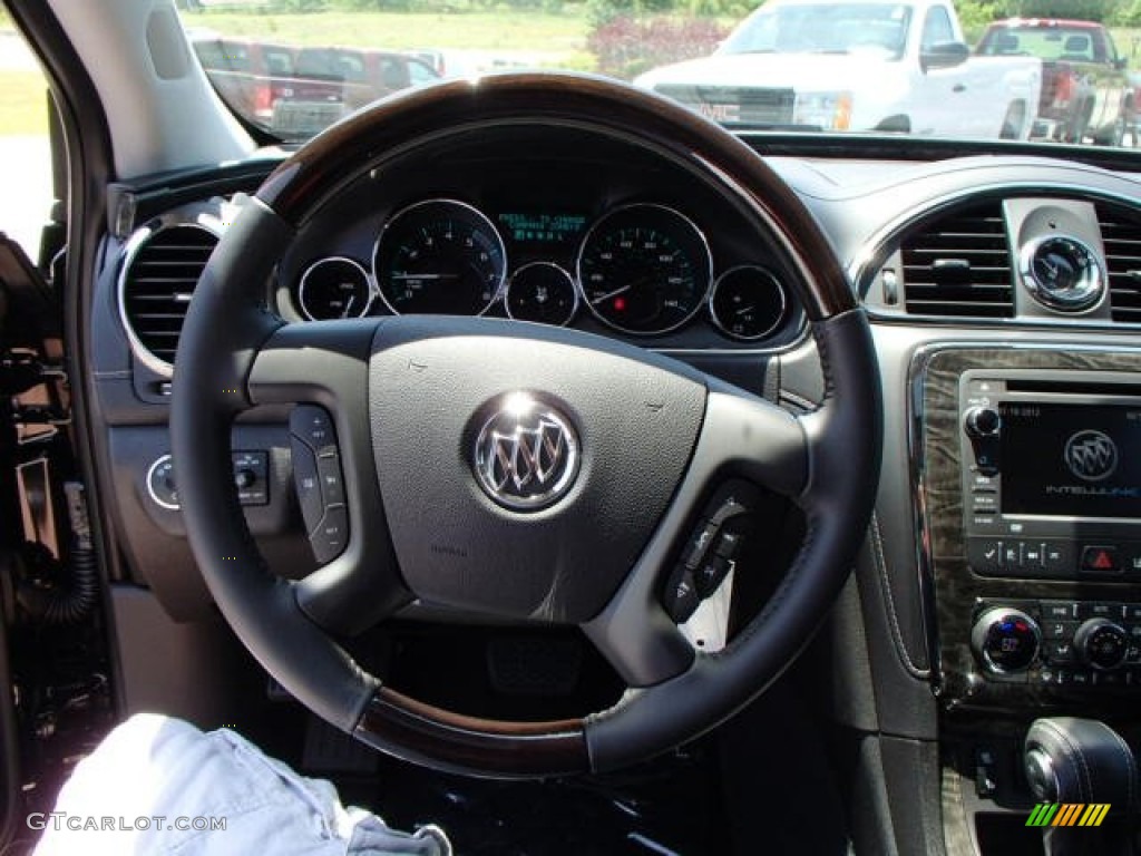 2014 Buick Enclave Premium AWD Ebony Steering Wheel Photo #82573442