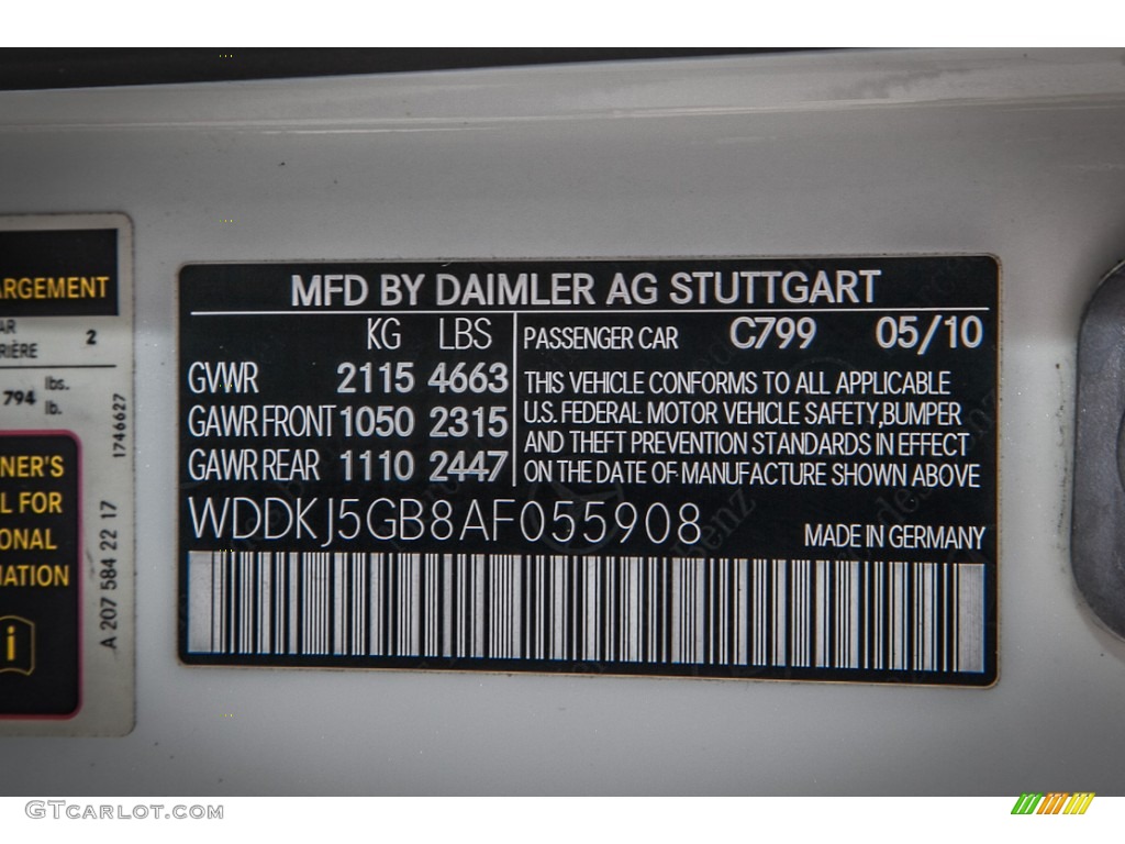2010 E Color Code 799 for Diamond White Metallic Photo #82578587