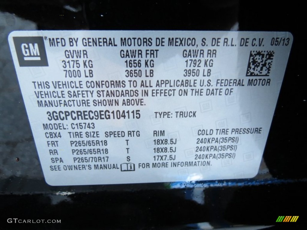 2014 Chevrolet Silverado 1500 LT Crew Cab Info Tag Photo #82584538