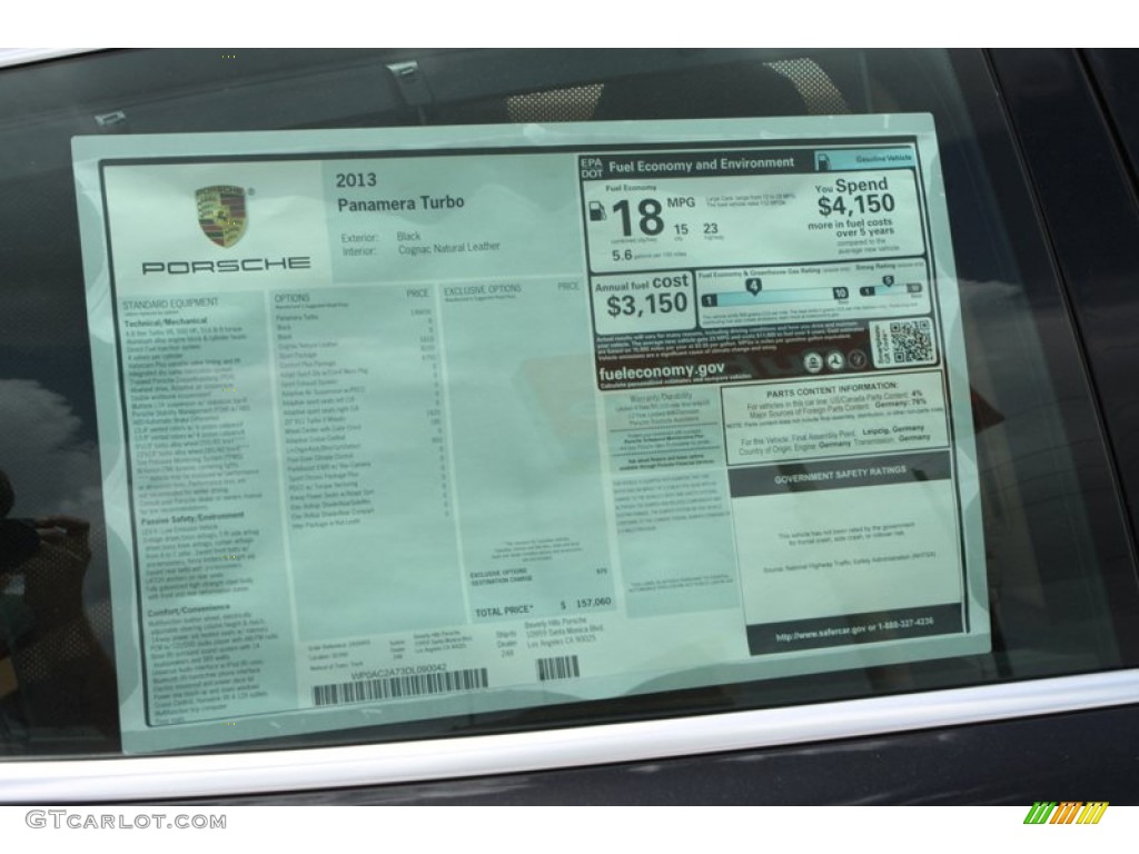 2013 Porsche Panamera Turbo Window Sticker Photos
