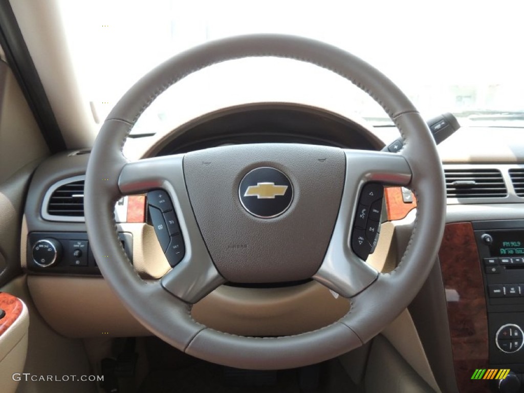 2012 Chevrolet Silverado 1500 LTZ Crew Cab Light Cashmere/Dark Cashmere Steering Wheel Photo #82595778