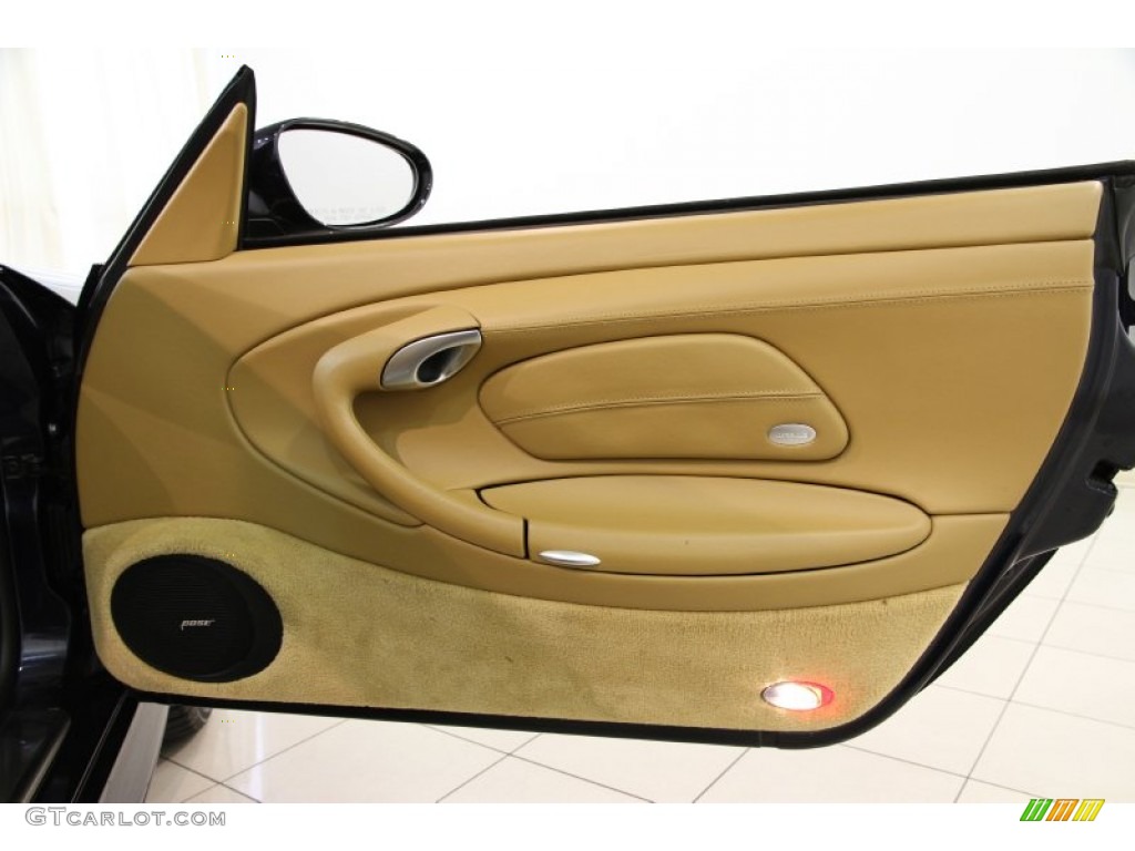 2002 Porsche 911 Turbo Coupe Savanna Beige Door Panel Photo #82598905