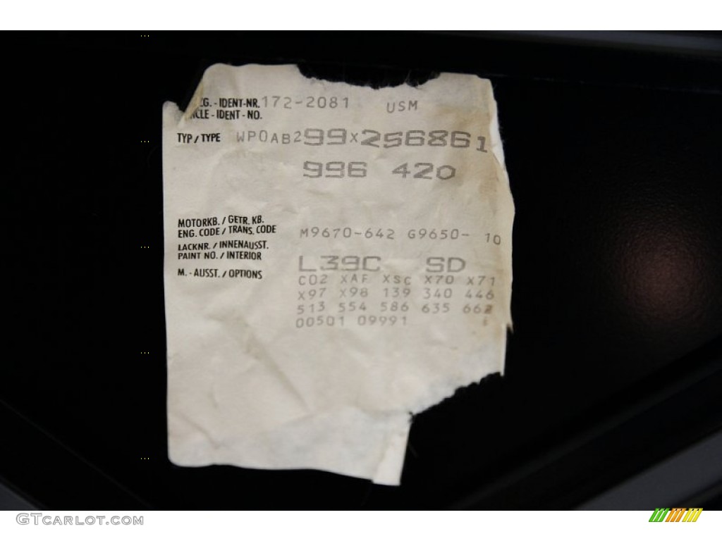 2002 Porsche 911 Turbo Coupe Color Code Photos