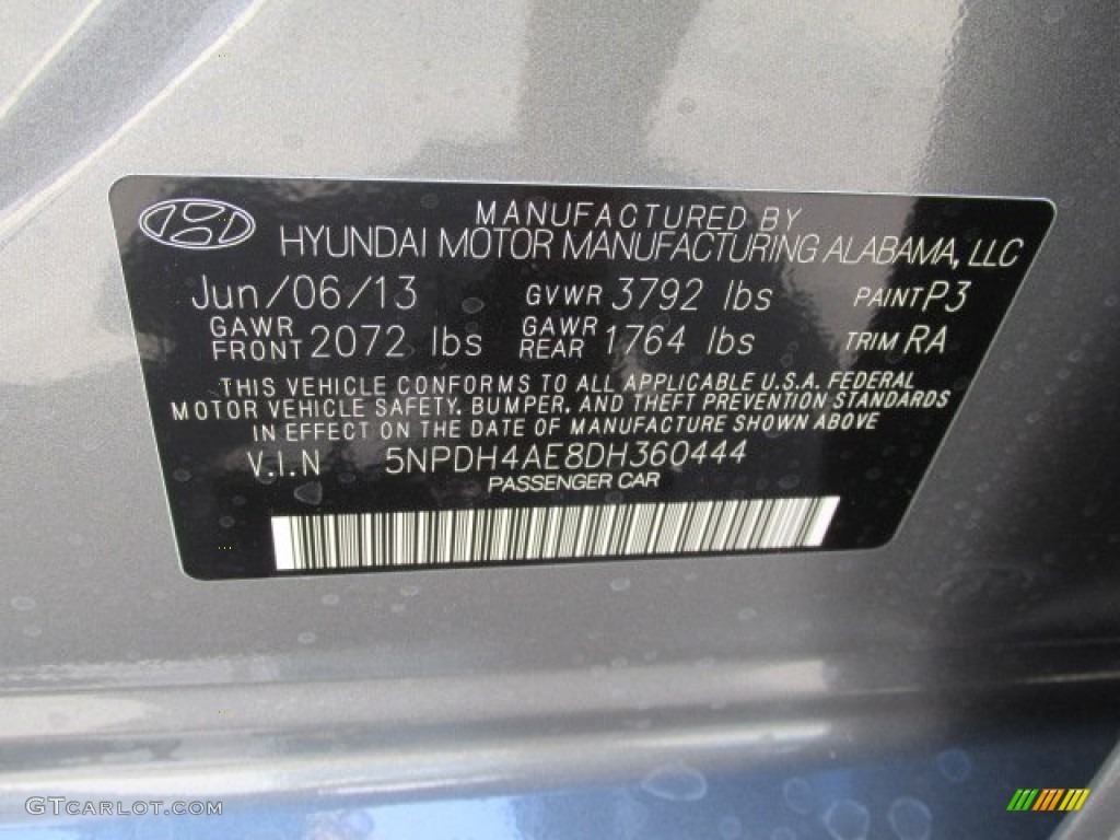 2013 Elantra GLS - Harbor Gray Metallic / Gray photo #10