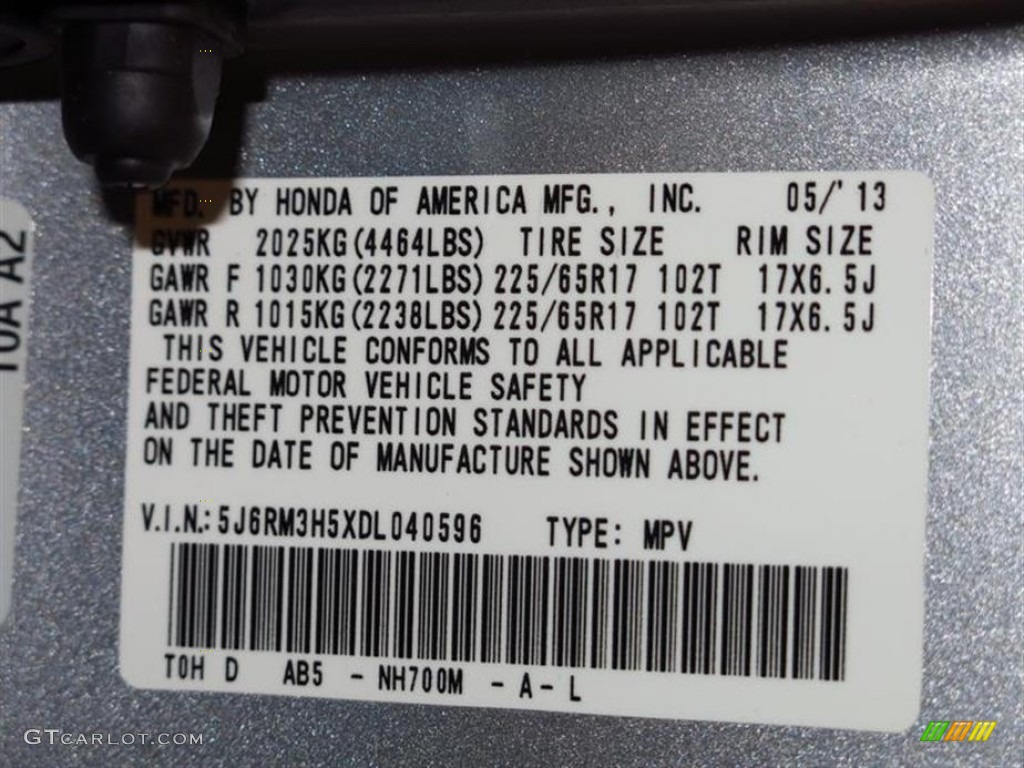 2013 CR-V EX - Alabaster Silver Metallic / Black photo #10