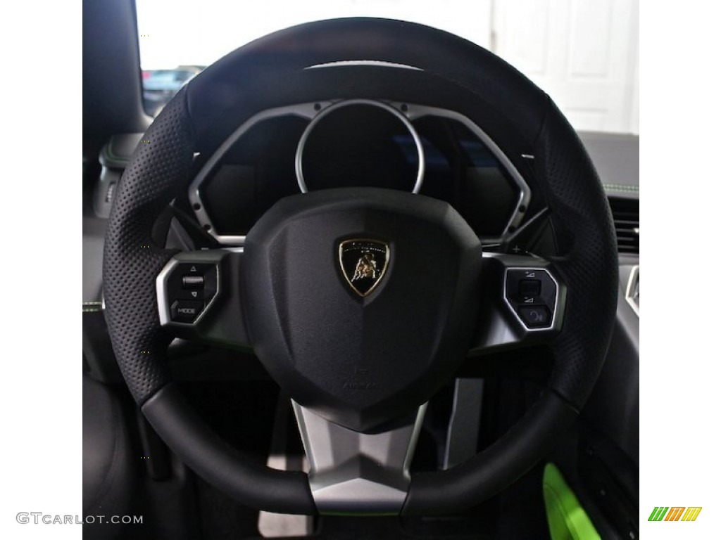 2012 Lamborghini Aventador LP 700-4 Nero Ade Steering Wheel Photo #82623625