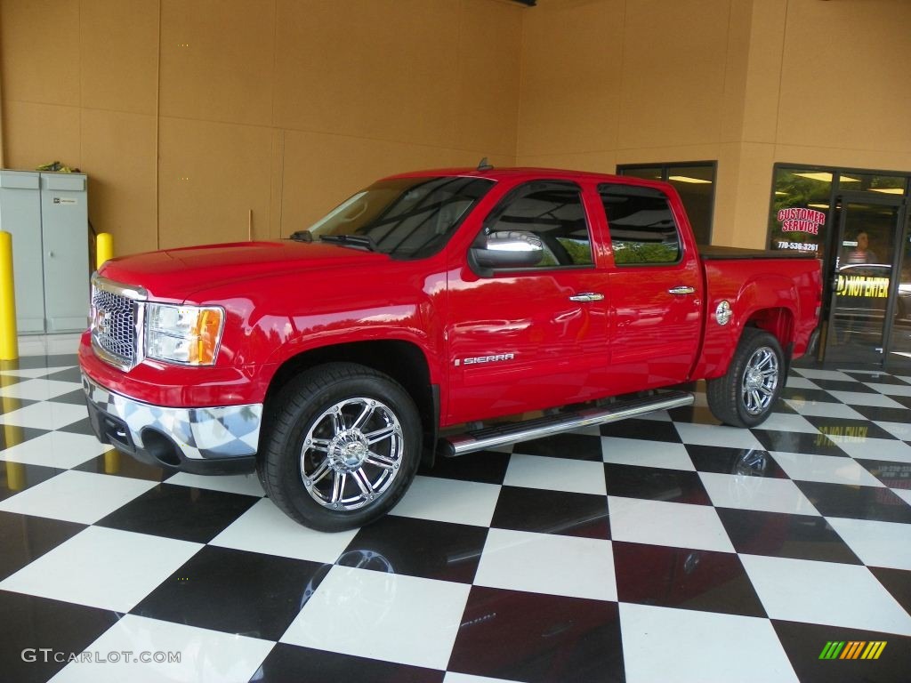 2008 Sierra 1500 SLE Crew Cab - Fire Red / Light Cashmere photo #3