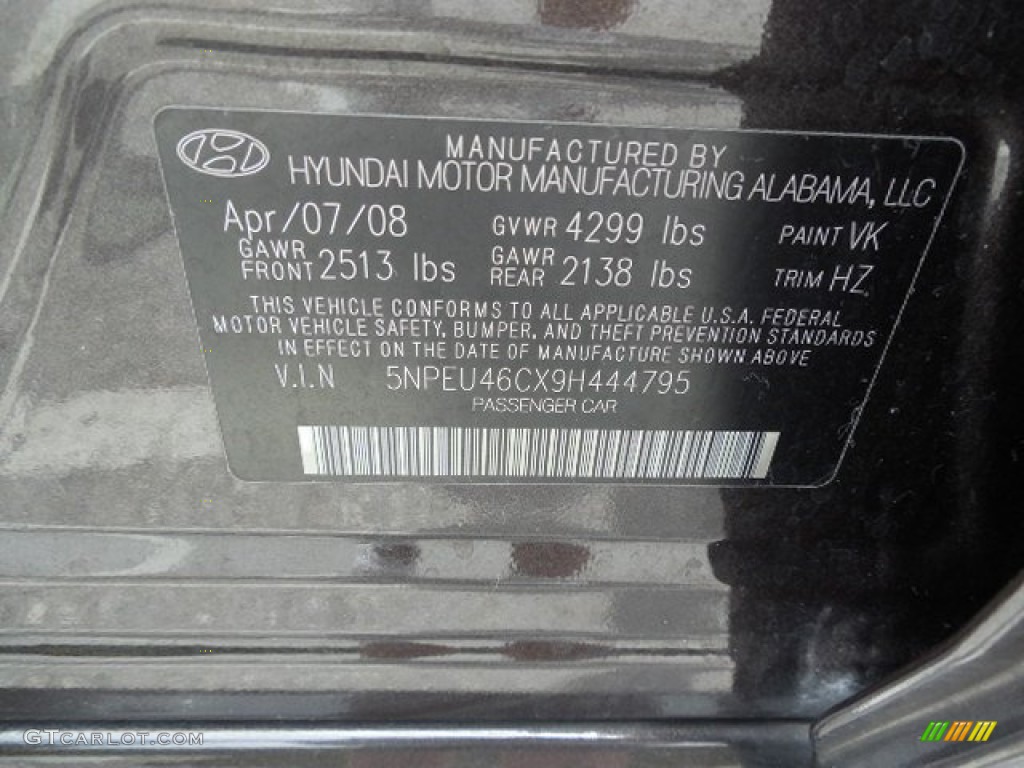 2009 Hyundai Sonata Limited Color Code Photos