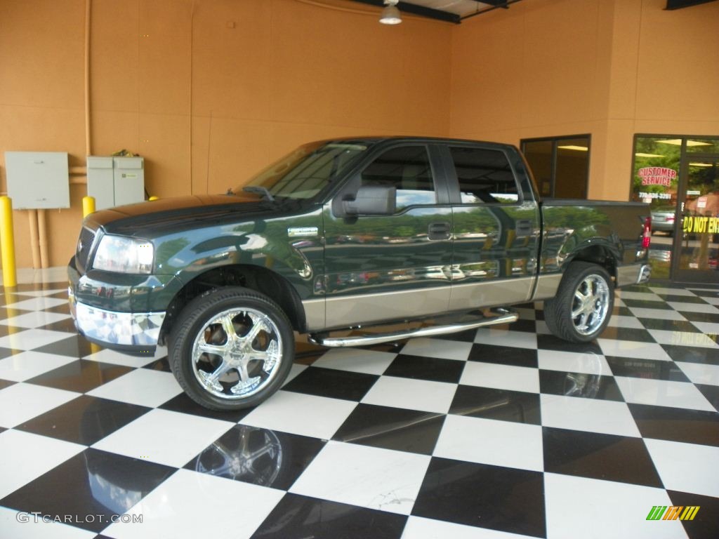 2005 F150 XLT SuperCrew - Aspen Green Metallic / Tan photo #3