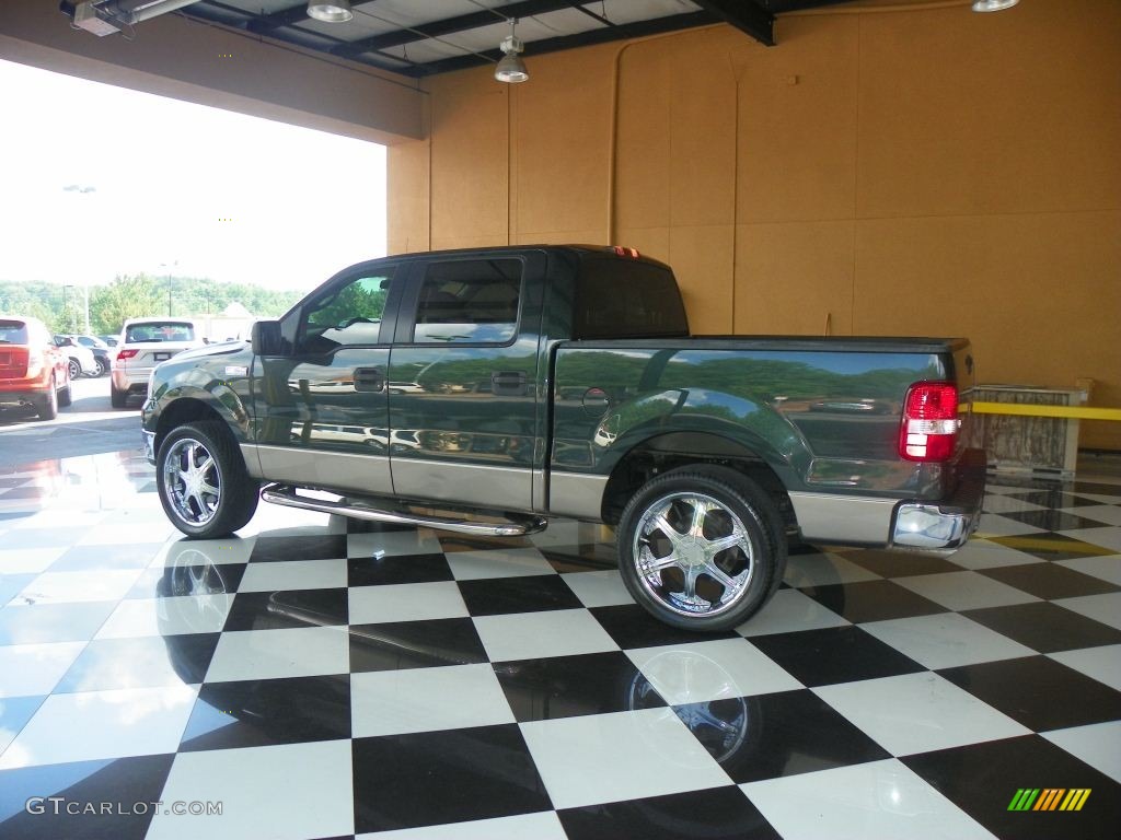 2005 F150 XLT SuperCrew - Aspen Green Metallic / Tan photo #4