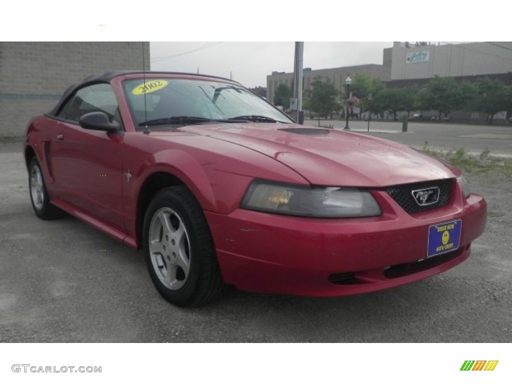 2002 Mustang V6 Convertible - Laser Red Metallic / Dark Charcoal photo #1