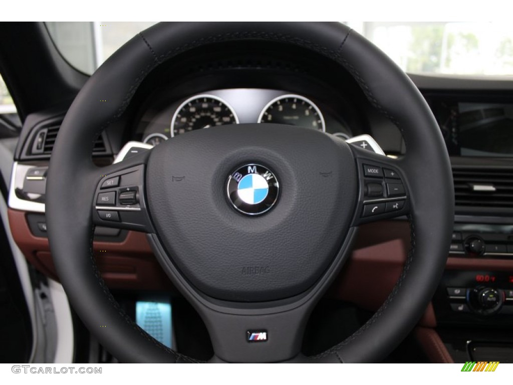 2013 BMW 5 Series 550i Sedan Cinnamon Brown Steering Wheel Photo #82651654