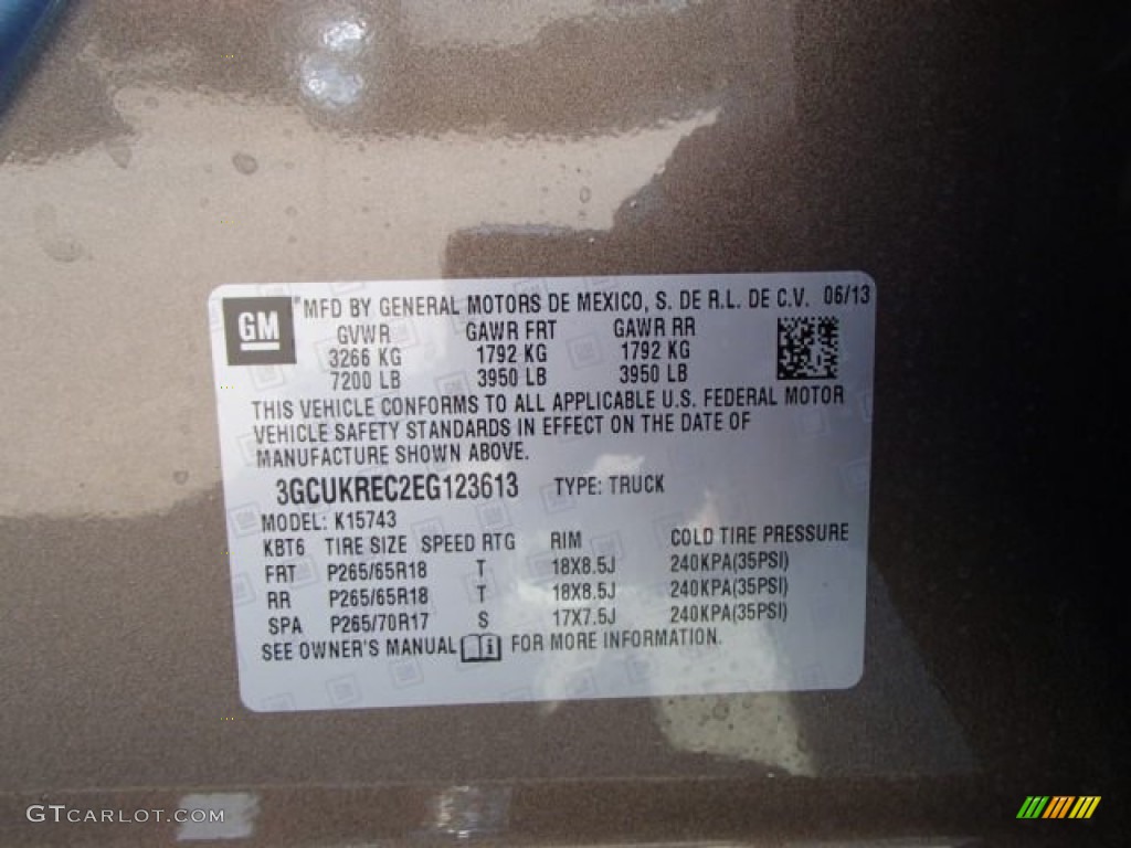 2014 Chevrolet Silverado 1500 LT Crew Cab 4x4 Info Tag Photo #82653433