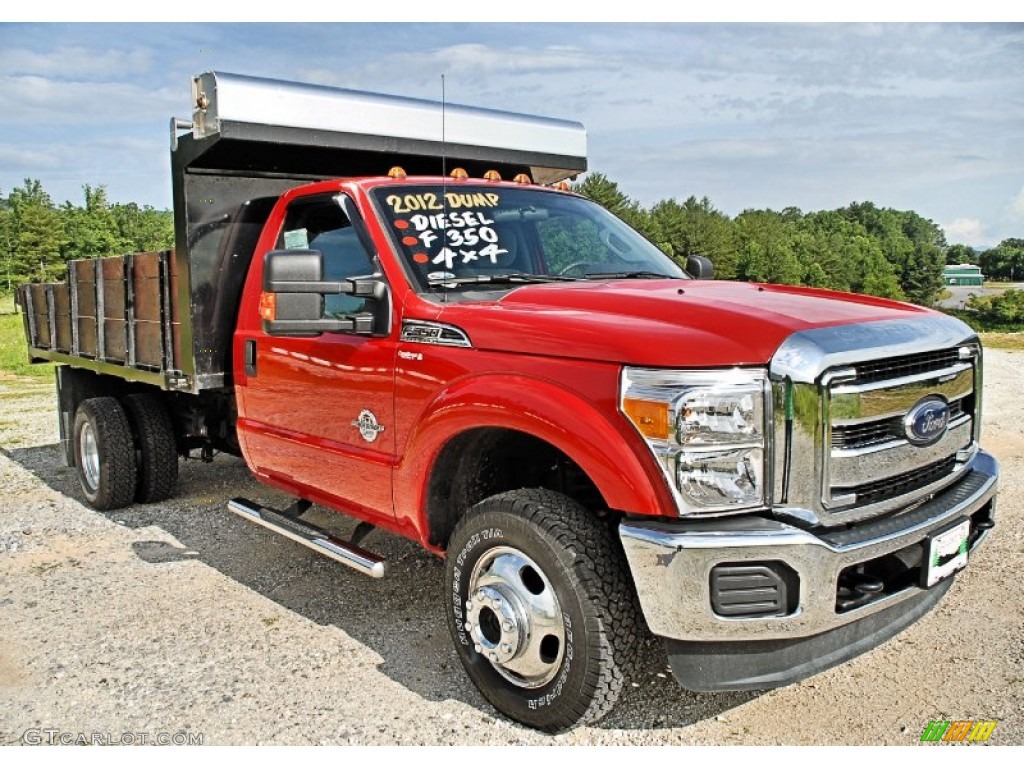 2012 F350 Super Duty XLT Regular Cab 4x4 Dump Truck - Vermillion Red / Steel photo #2