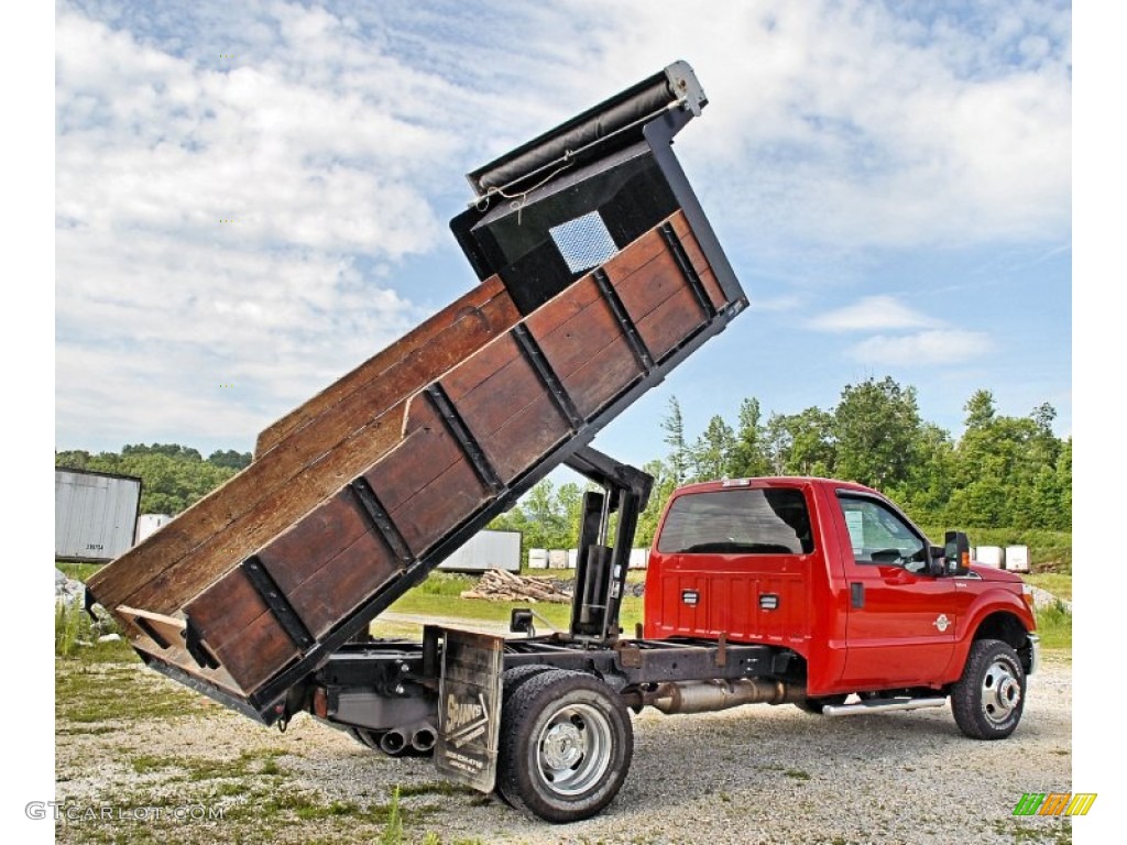 2012 F350 Super Duty XLT Regular Cab 4x4 Dump Truck - Vermillion Red / Steel photo #13