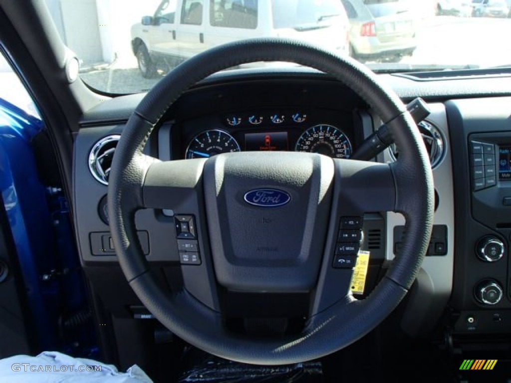 2013 Ford F150 XLT SuperCab 4x4 Steel Gray Steering Wheel Photo #82659478