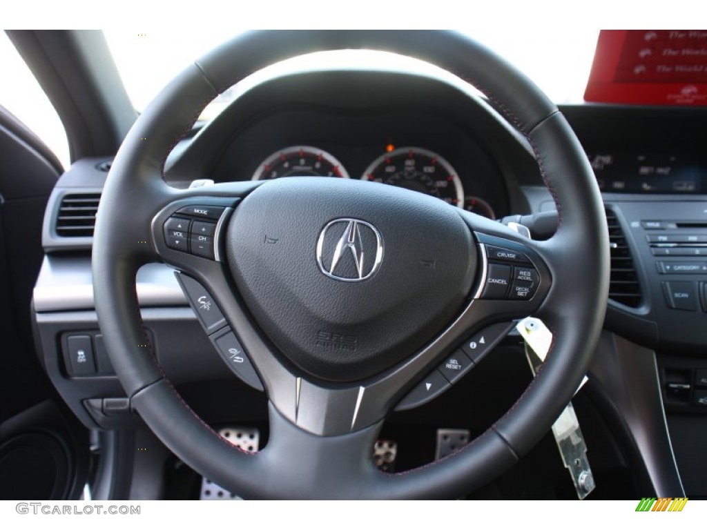 2013 Acura TSX Special Edition Special Edition Ebony/Red Steering Wheel Photo #82660476