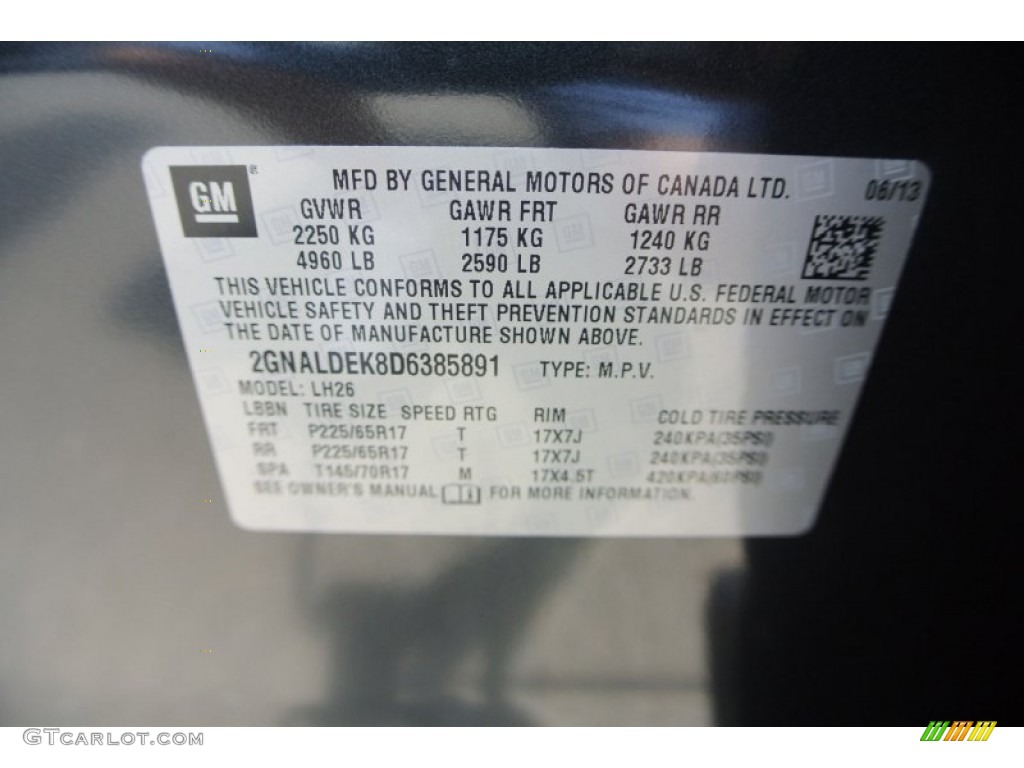 2013 Equinox LT - Ashen Gray Metallic / Jet Black photo #7