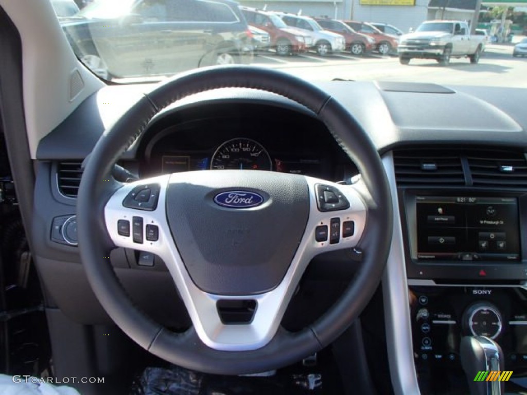 2013 Ford Edge Sport AWD Charcoal Black/Liquid Silver Smoke Metallic Steering Wheel Photo #82661763