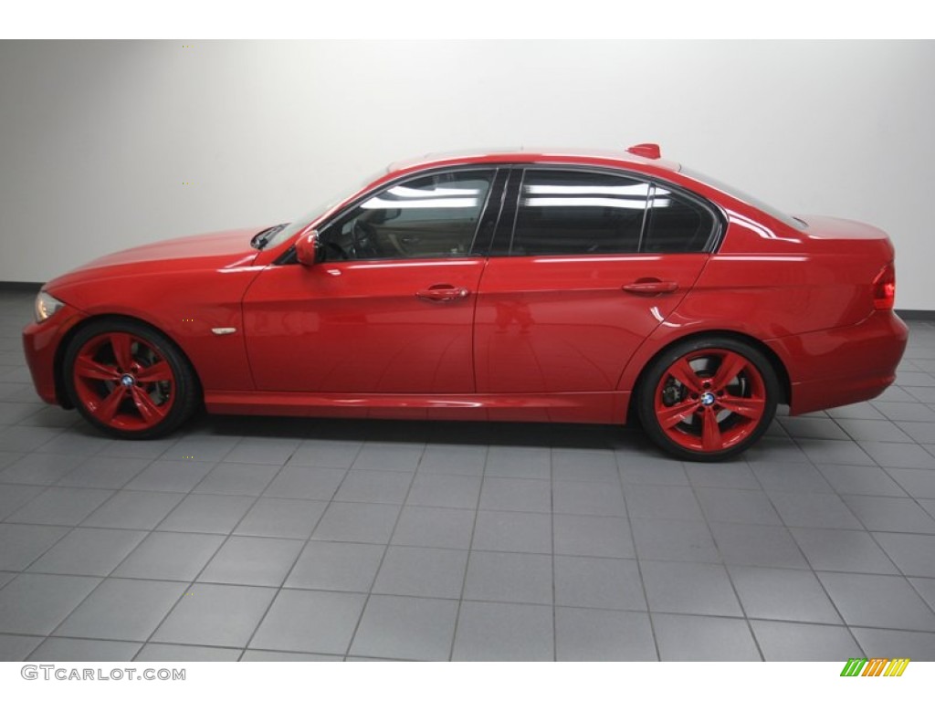 2009 3 Series 335i Sedan - Crimson Red / Beige photo #2