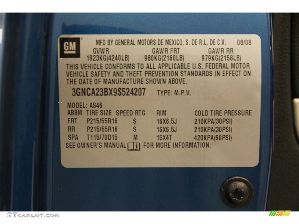 2009 HHR LT - Aqua Blue Metallic / Ebony photo #17